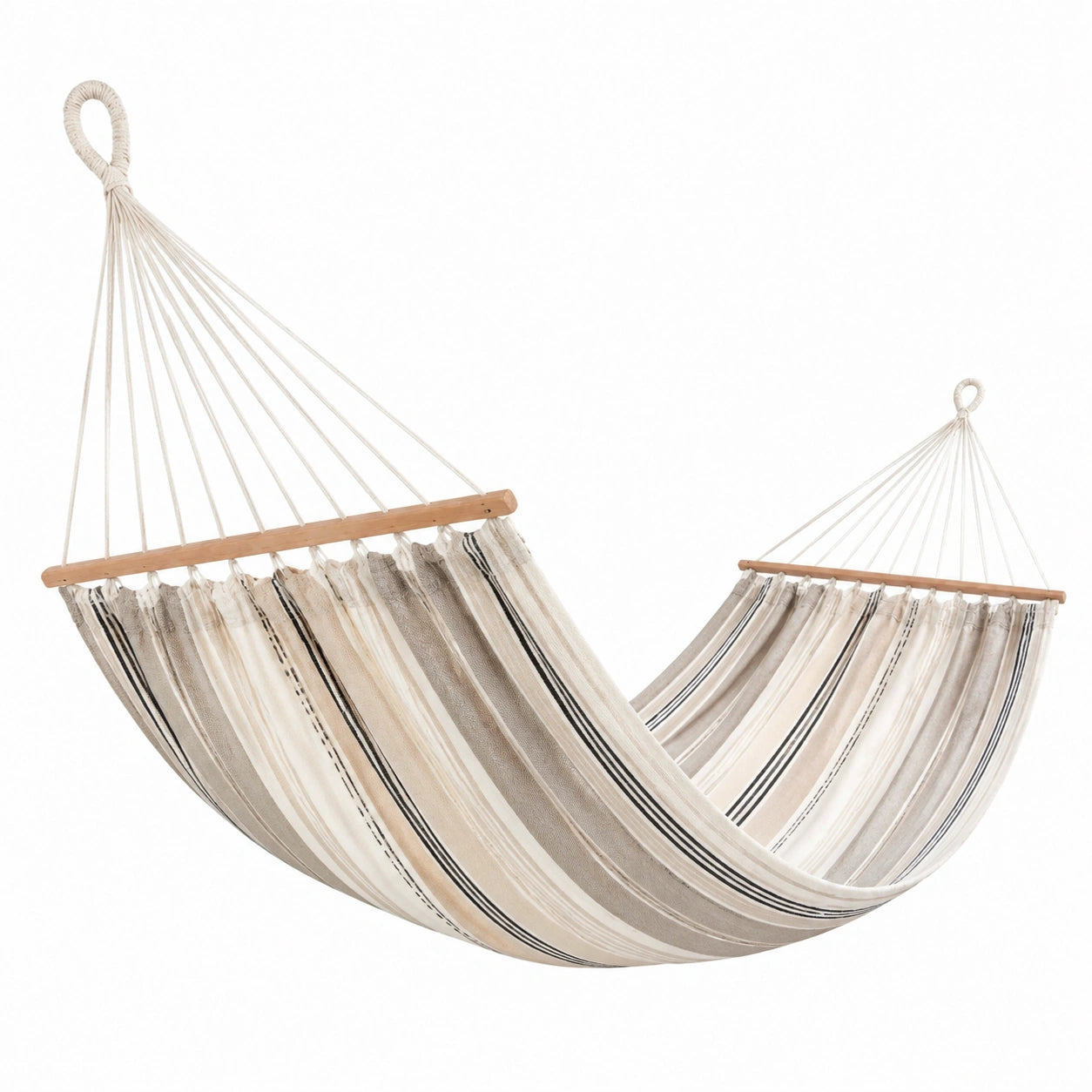 Hängematte aus Baumwolle mit Streifenmuster in Beige/Braun 200x150cm – Decorstudiox