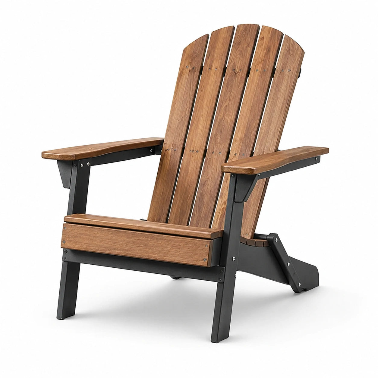 Adirondackstuhl Holz Metall Braun Schwarz 94cm x 76cm x 89cm
