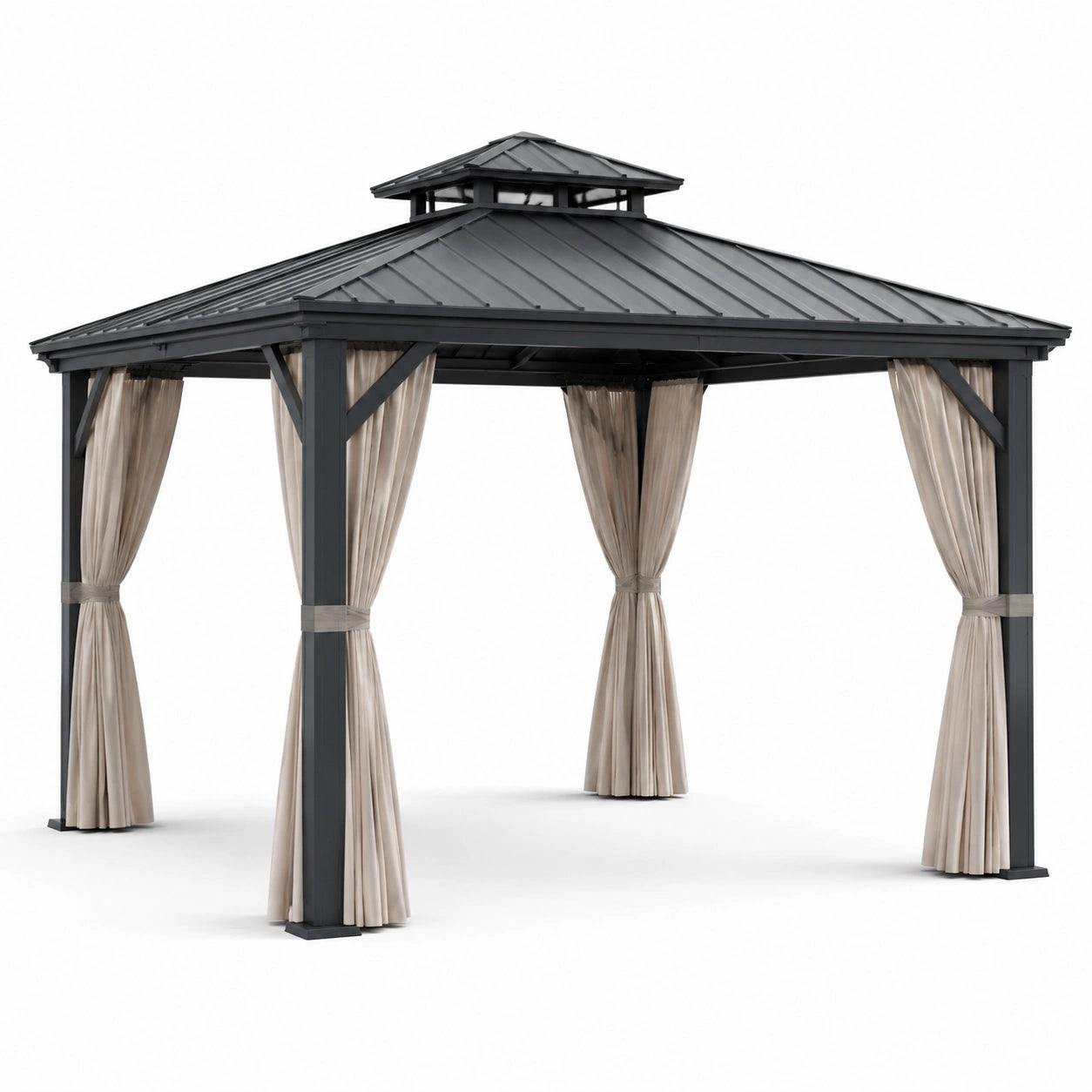 Metallpavillon mit Aluminiumrahmen und Vorhängen