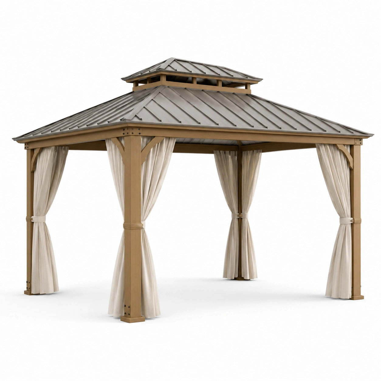 Pavillon Aluminium-Holzoptik Beige 300x400 cm