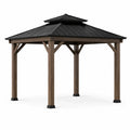 Quadratischer Pavillon aus Holz und Metall, Schwarz, 300x300x270 cm