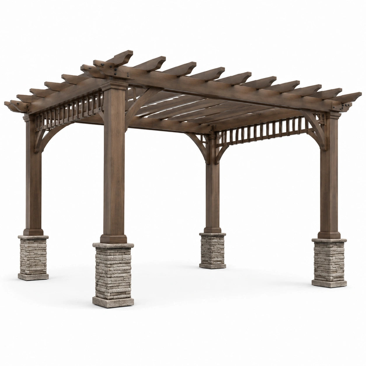 Holzpergola mit Steinsäulen 3x4m