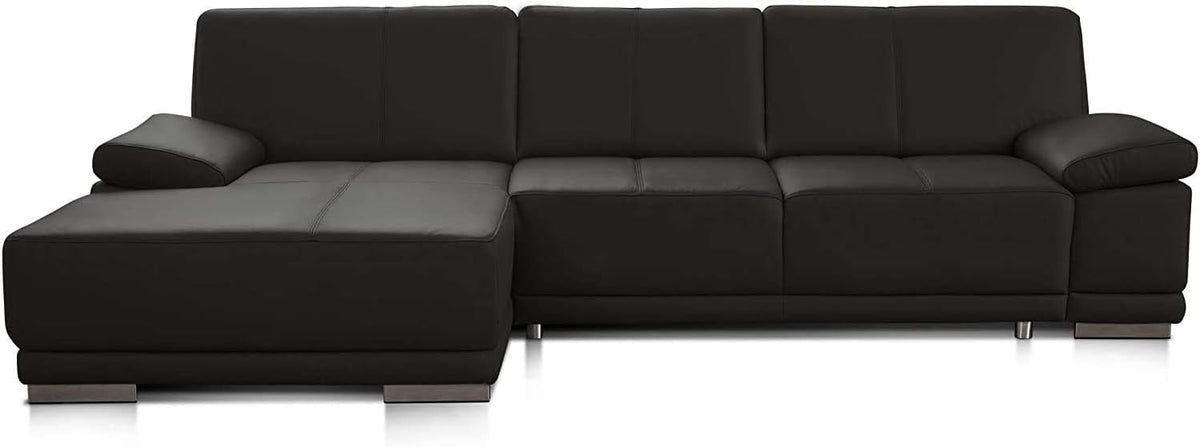 CAVADORE Sofa, braun, Bett Corianne in Echtleder/Eck inkl. Schlaffunktion