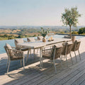 IDIMEX Essgruppe, beige, Gartenmöbel Set Sunny mit ausziehbarem Esstisch und 8, Esstisch Gestell aus Alu in weiß
