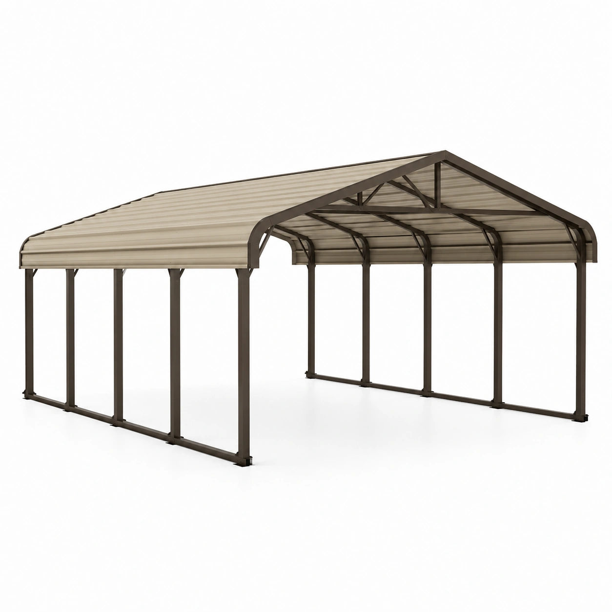 Stahl Carport mit Aluminium Dach Braun/Beige 600x300x228 cm