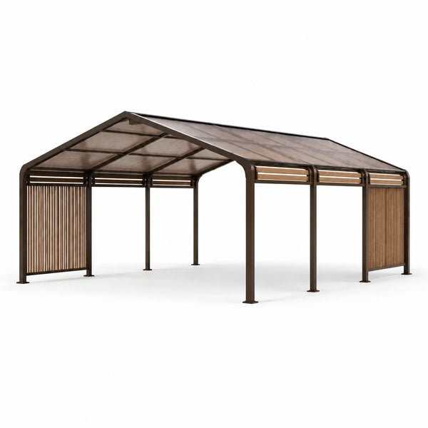 Aluminium Carport mit Polycarbonat, Braun 600x300x250 cm