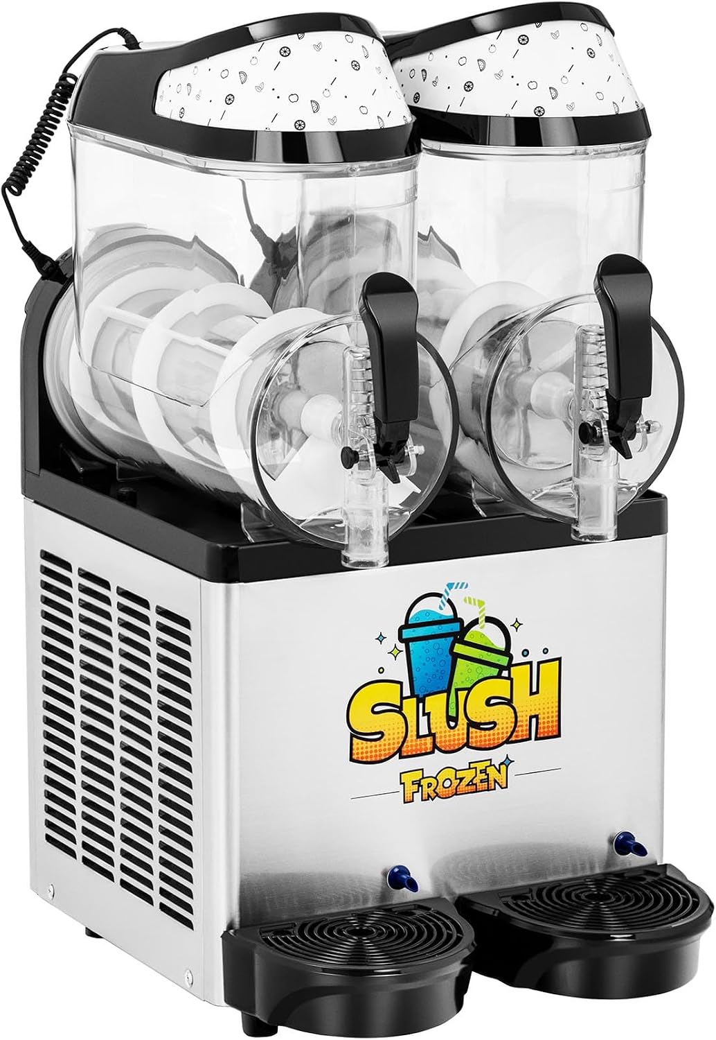 Royal Catering Eismaschine, 600 W, 12 l, Schwarz, RCSL 2/10 Slush-Maschine 2 x LED Nachtmodus Slush Ice