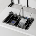 NuoJing 1Becken, 45 cm, Schwarz, 80 *, Wasserfall-Küchenspüle, e Küchenspüle, LED-Temperaturanzeige, 304 tiefer Edelstahl