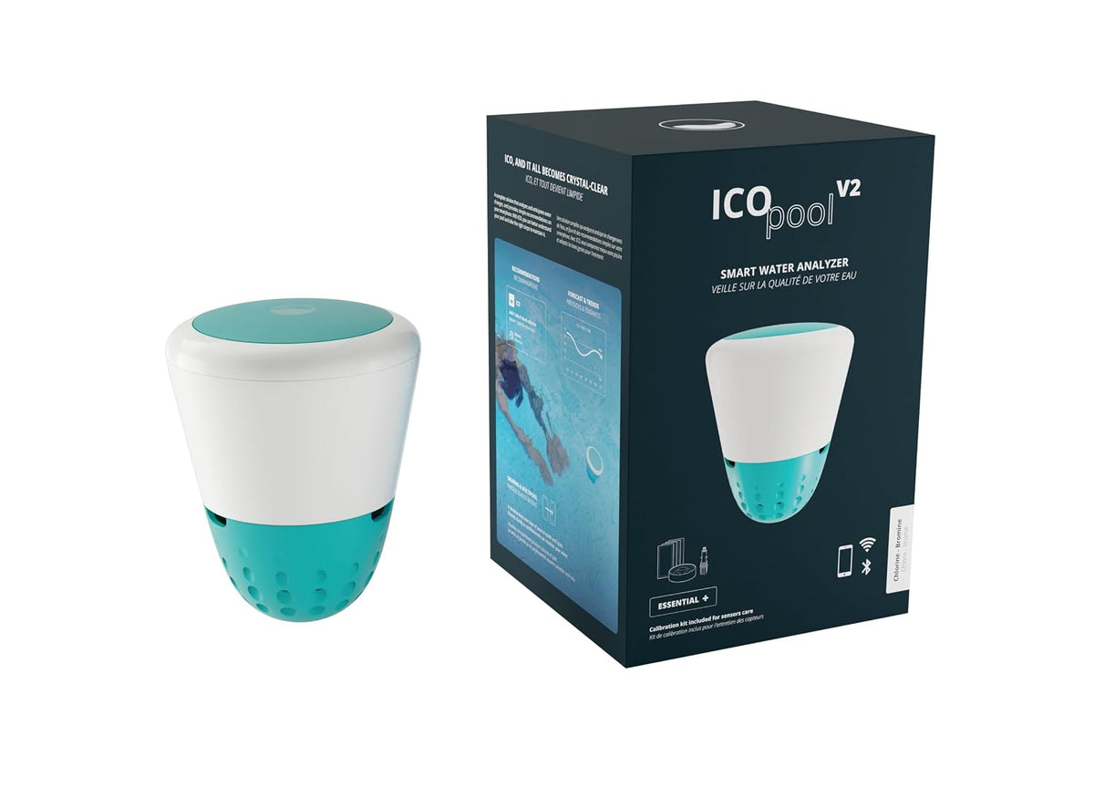 ondilo Wassertester, Weiß/Türkis, ICO Pool V2 Essential+ Chlor-Brom, Wasseranalysegerät für Chlor- oder Brom-behandelte Pools