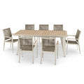 Garten-Essgruppe mit Aluminiumrahmen und Polywood-Tischplatte, Beige, für 6 Personen