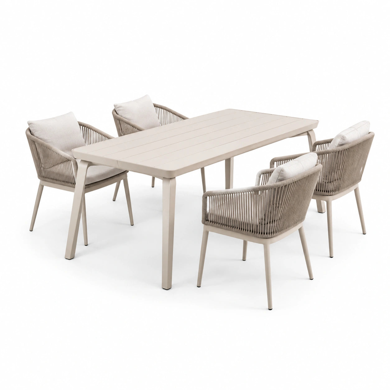 Garten-Essgruppe Aluminium Tisch und Stühle Beige