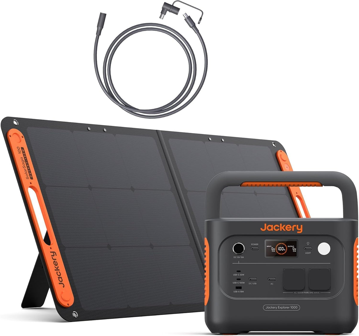Jackery Powerstation, 100 W, 5m, Weiß, E1000 v2 mit Solarpanel & Verlängerungskabel