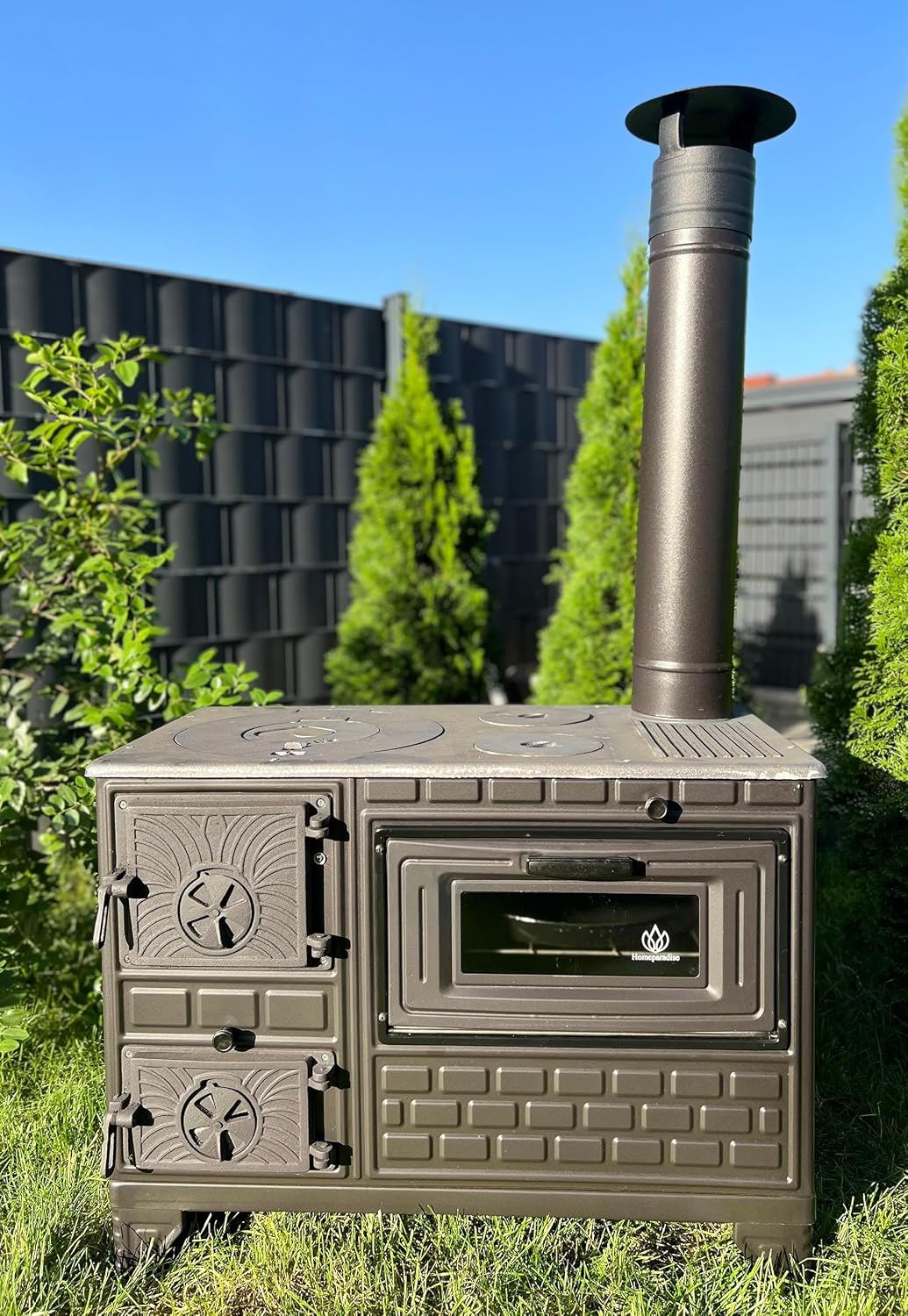 Outdoor Kaminofen, 9 kW, Braun, Küchenofen Terrassenofen Kuzine Soba/Gartenküche Holzofen
