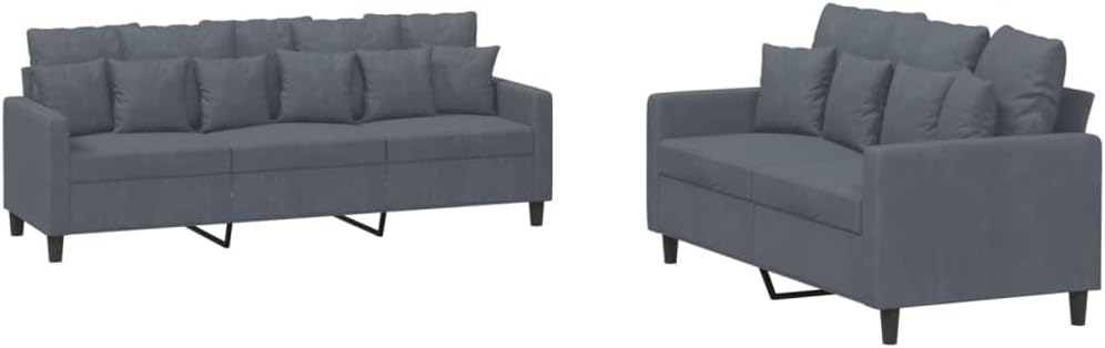 Sofa vidaXL, Samt (100 % Polyester), Metall, Textilene, Sperrholz, Dunkelgrau, Wohnzimmersofa