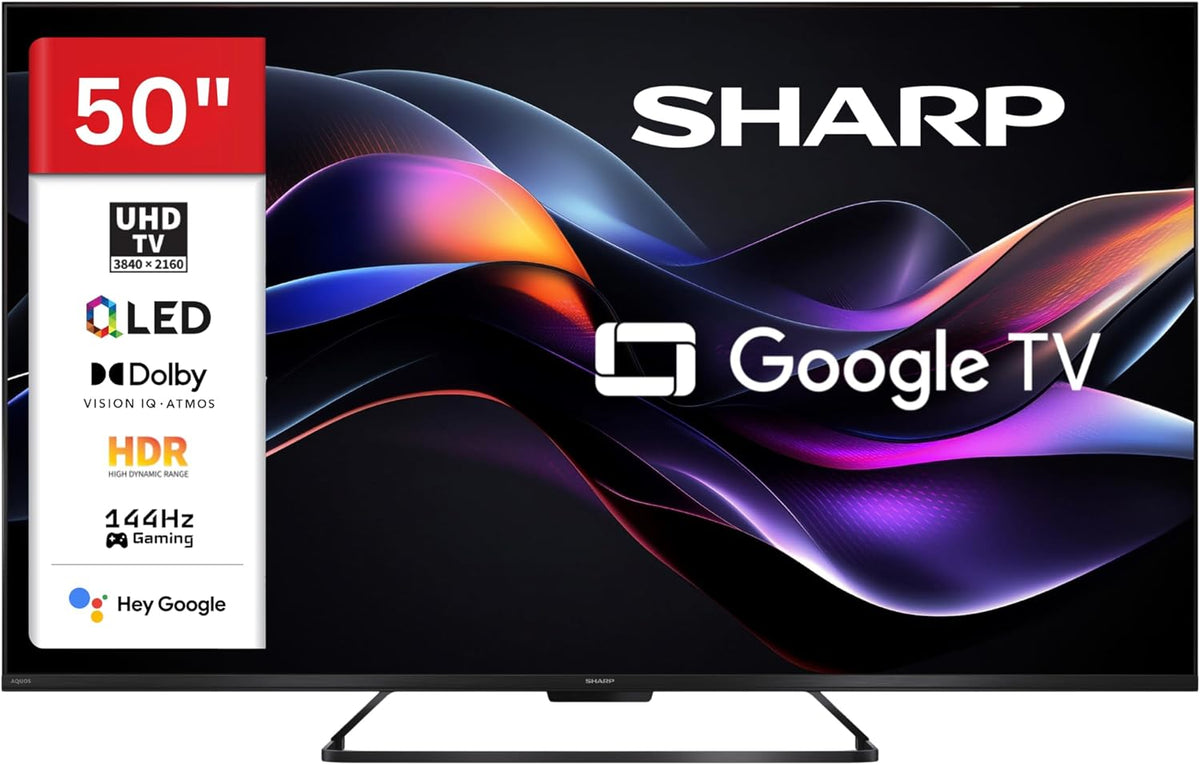SHARP Fernseher, 50 Zoll, Schwarz, Smart TV, 50HR7765E QLED Google TV 4K UHD Smart TV 144Hz HDR