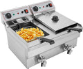 wanwanper Heißluftfritteuse, 6000 W(3000 W+3000 W), 2*10 L/2.2 gal, 10 Liter, 220 V, 201 Edelstahl, Gummi, Silber
