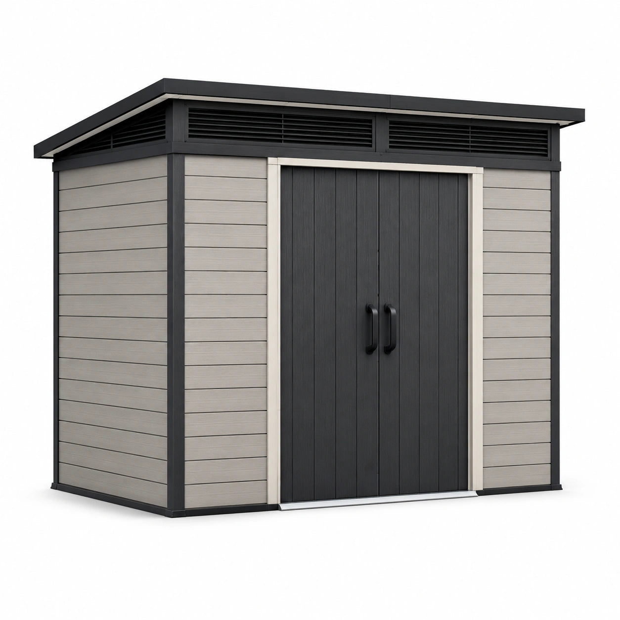Kunststoff Gartenhaus Grau/Schwarz Flachdach 185x152x226 cm