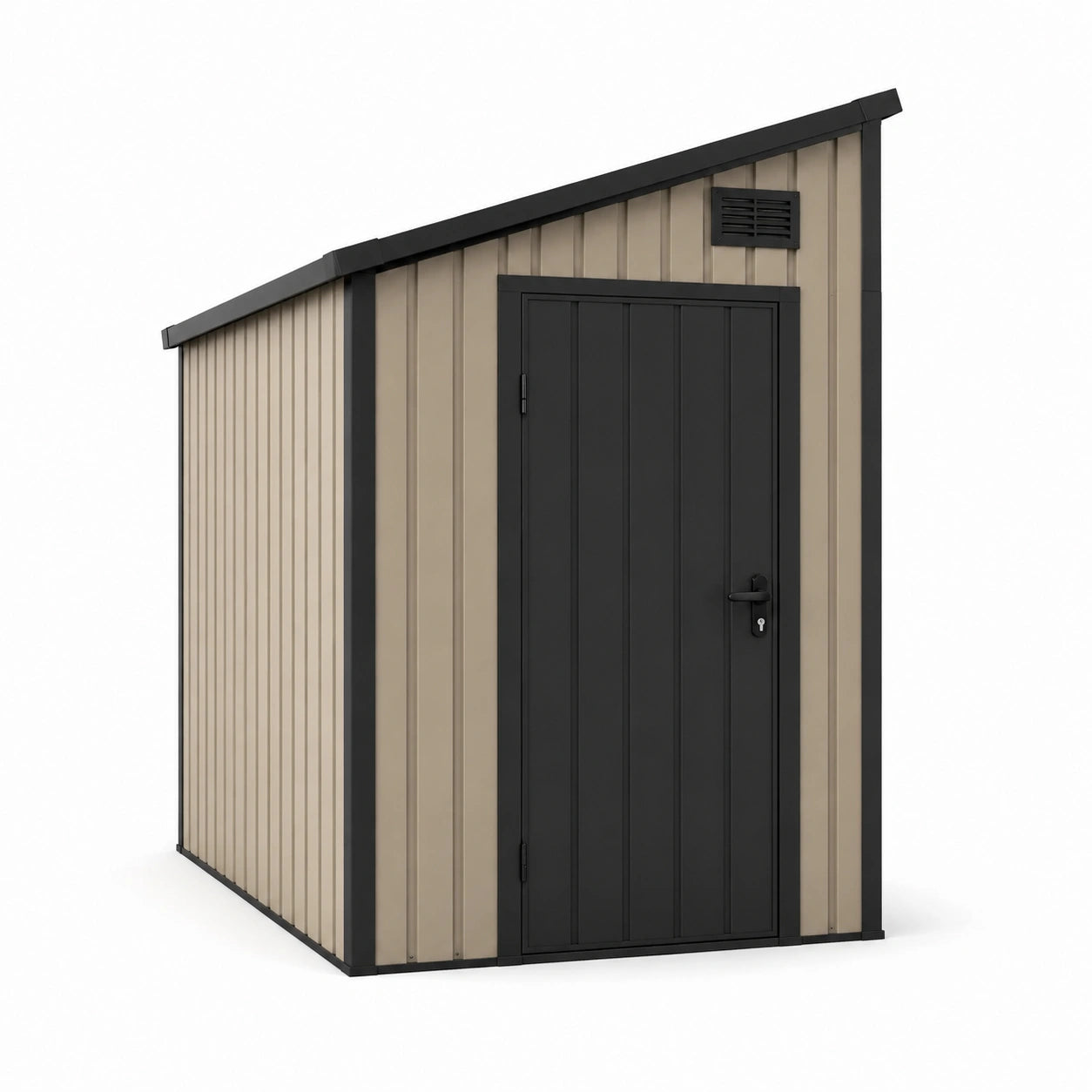 Gartenhaus aus Metall Beige Schwarz 213x127x185 cm