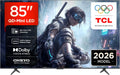 TCL Fernseher, 85 Zoll, Schwarz, Smart TV, 85T8D QD-Mini LED, 4K Smart TV, Google TV, 144 Hz