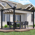 JUMMICO Pavillon, Schwarz/Beige, Pergola mit verstellbarem Sonnendach, freistehend Terrassenüberdachung aus Aluminium