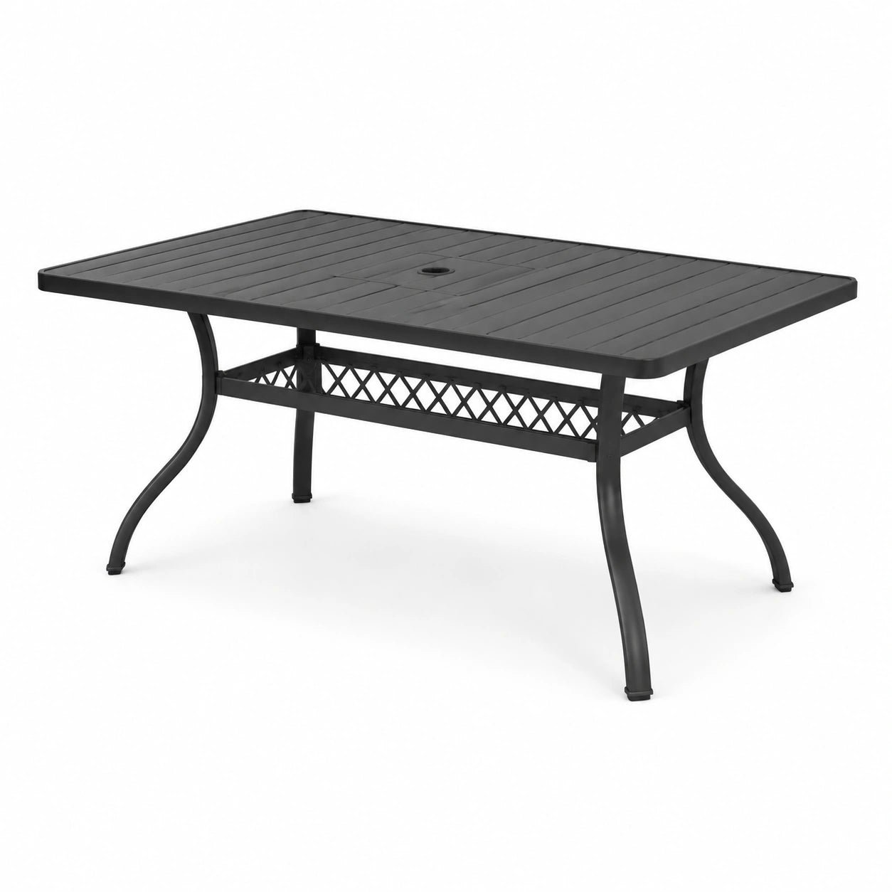Rechteckiger Aluminium-Gartentisch Schwarz 150x90x75 cm