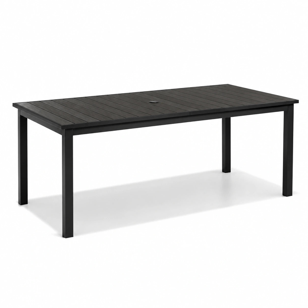 Rechteckiger Gartentisch Aluminium Polywood Schwarz 200x100x75 cm