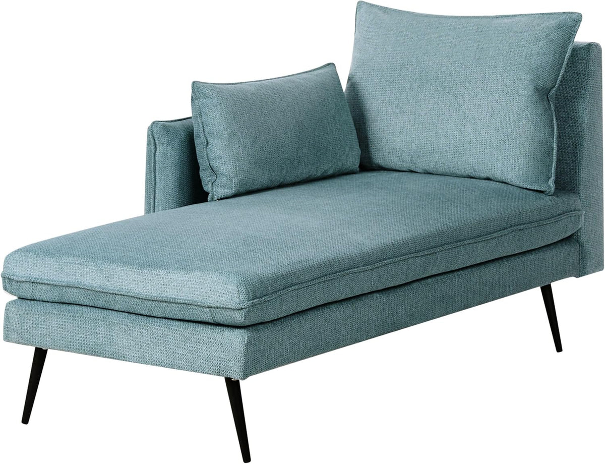 Beliani Relaxsessel, Stoff, Schwarz/Blau, Chaiselongue Stoffbezug hellblau rechts mit Kissen
