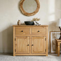CARO-Möbel Sideboard, Schwarz, Kommode Cancun im Landhaus Stil aus Kiefer massiv, Moderne Anrichte mit 2 Schubladen und Türen