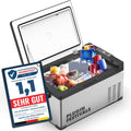 PLUG IN FESTIVALS Kühlschrank, 25 Liter, 230 V, 12 V, Schwarz/Weiß, elektrische Kühlbox - Kompressor Gefrierbox bis -20 Grad
