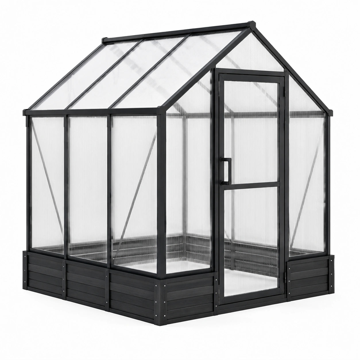Aluminium-Polycarbonat-Gewächshaus Schwarz 190x185x195 cm