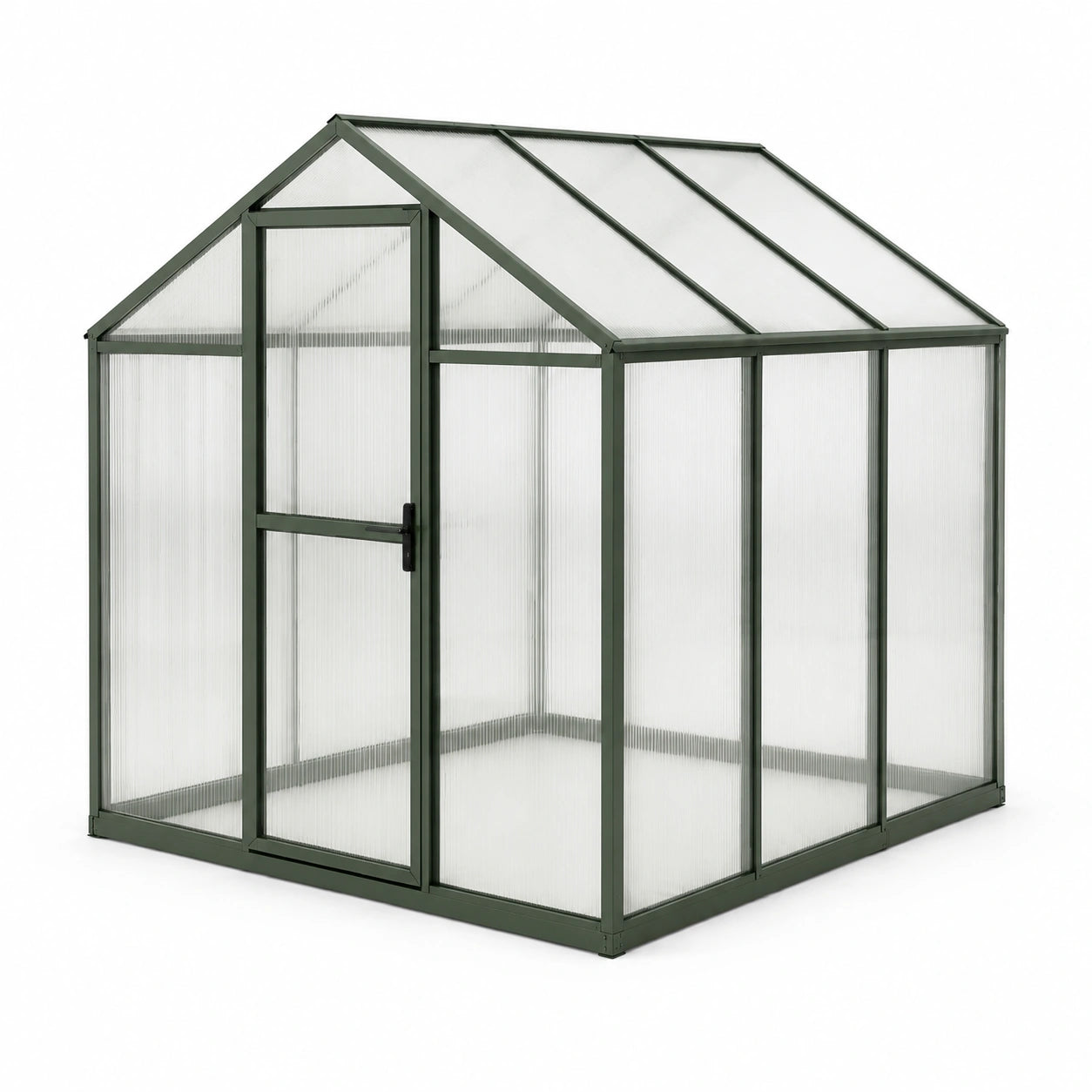 Gewächshaus Aluminium Polycarbonat Grün 190x190x195 cm
