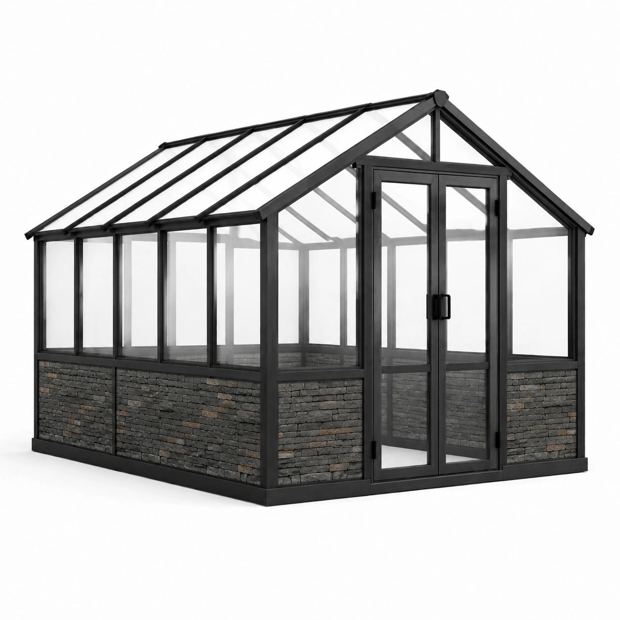 Gewächshaus Aluminium Sicherheitsglas Schwarz 300x200x250 cm