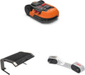 WORX Mähroboter, 500 m, Orange/Schwarz/Silber, WR165E Bundle für bis zu ², inkl. ACS Kollisionsschutz WA0860 & Garage WA0810