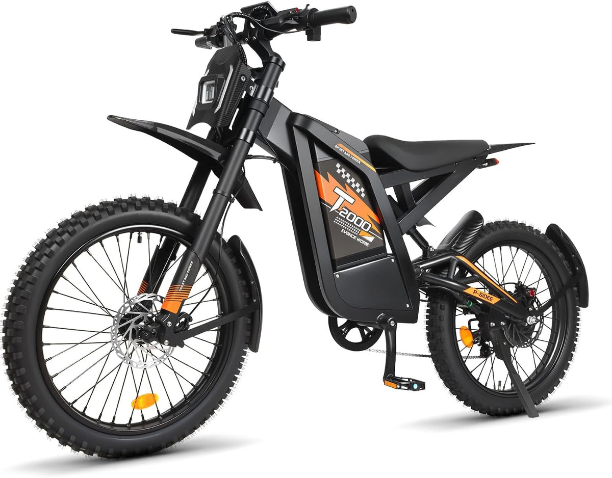 OUXI E-Bike, 25 Zoll, 30 Ah, 48 V, Schwarz/Orange, 2000 Offroad Dirtbike Elektrofahrrad, 150Nm Drehmoment, Akku, Reifen