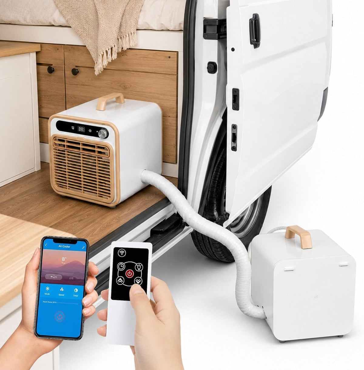 Zelt Split-Klimaanlage, unter 40 Db(A), 40 dB, 1m, Weiß, Klimaanlage Für Camping, Tragbare Mit Leisem unter Betrieb & 12-Stunden-Timer