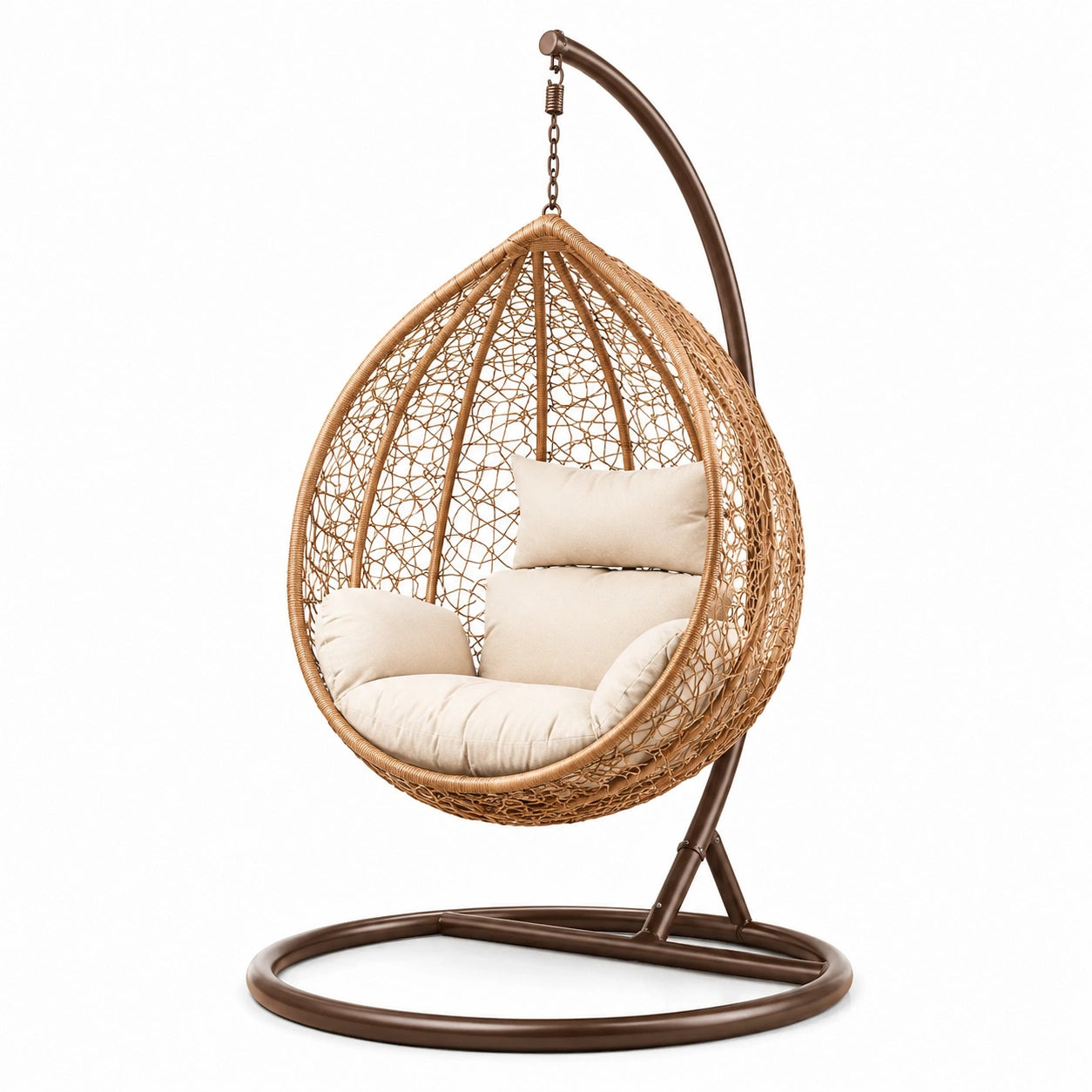 Rattan-Hängesessel Stahl mit Baumwollkissen