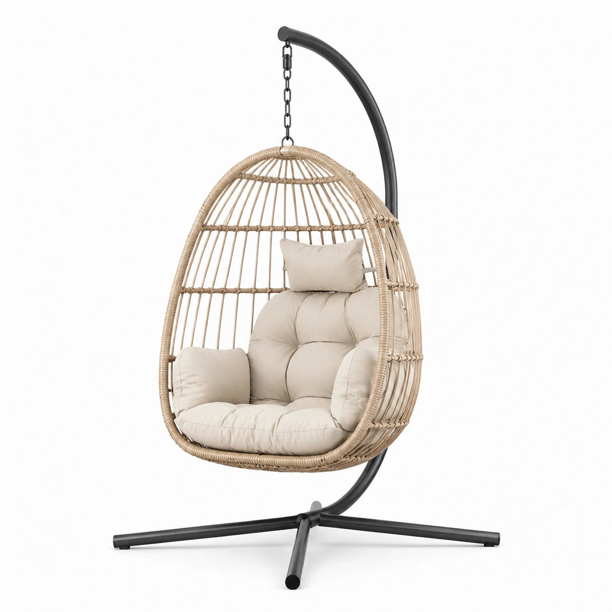 Rattan-Hängesessel mit Stahlrahmen Beige