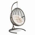 Hängesessel aus Polyrattan mit Stahlrahmen und Polyesterkissen Dunkelgrau Beige