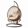 Hängesessel Polyrattan Beige mit Stahlrahmen