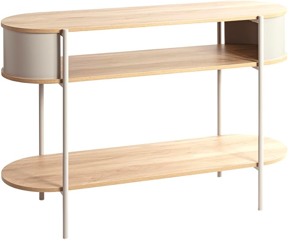 HAKU Konsolentische, 39 cm, Natur, Konsole, Eiche, Kaschmirgrau, Metall - Maße: B 110 x H 76 x T, Style: Modern