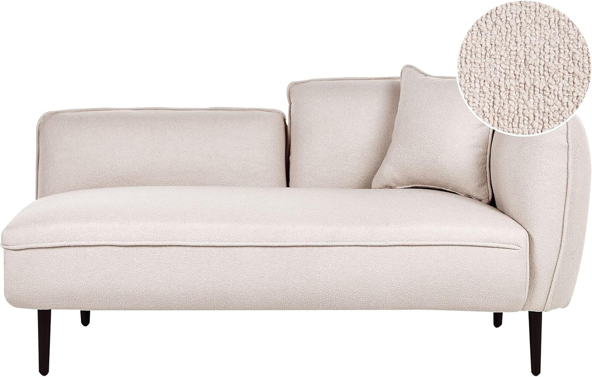 Beliani Relaxsessel, Bouclé, beige, Chaiselongue Bouclé rechtsseitig mit Kissen Metallgestell