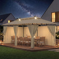 Devoko Pavillon, Beige, Garden 3x6 Wasserdicht Stabil Winterfest Deluxe Gazebo, UV-Schutz 50+ Doppellagiges Gril s mit seitenwänden