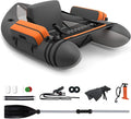 GYMAX Boote, 150 kg, PVC, Polyesterstoff, Grau, Aufblasbares Angelboot, tragbares Belly Boat inkl. Pumpe, Paddel & verstellbaren Schultergurten