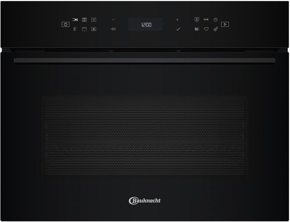 Bauknecht Mikrowelle, Schwarz/Silber, BMP7O7TK Einbau- mit Grill und Heißluft Schwarzes Glas