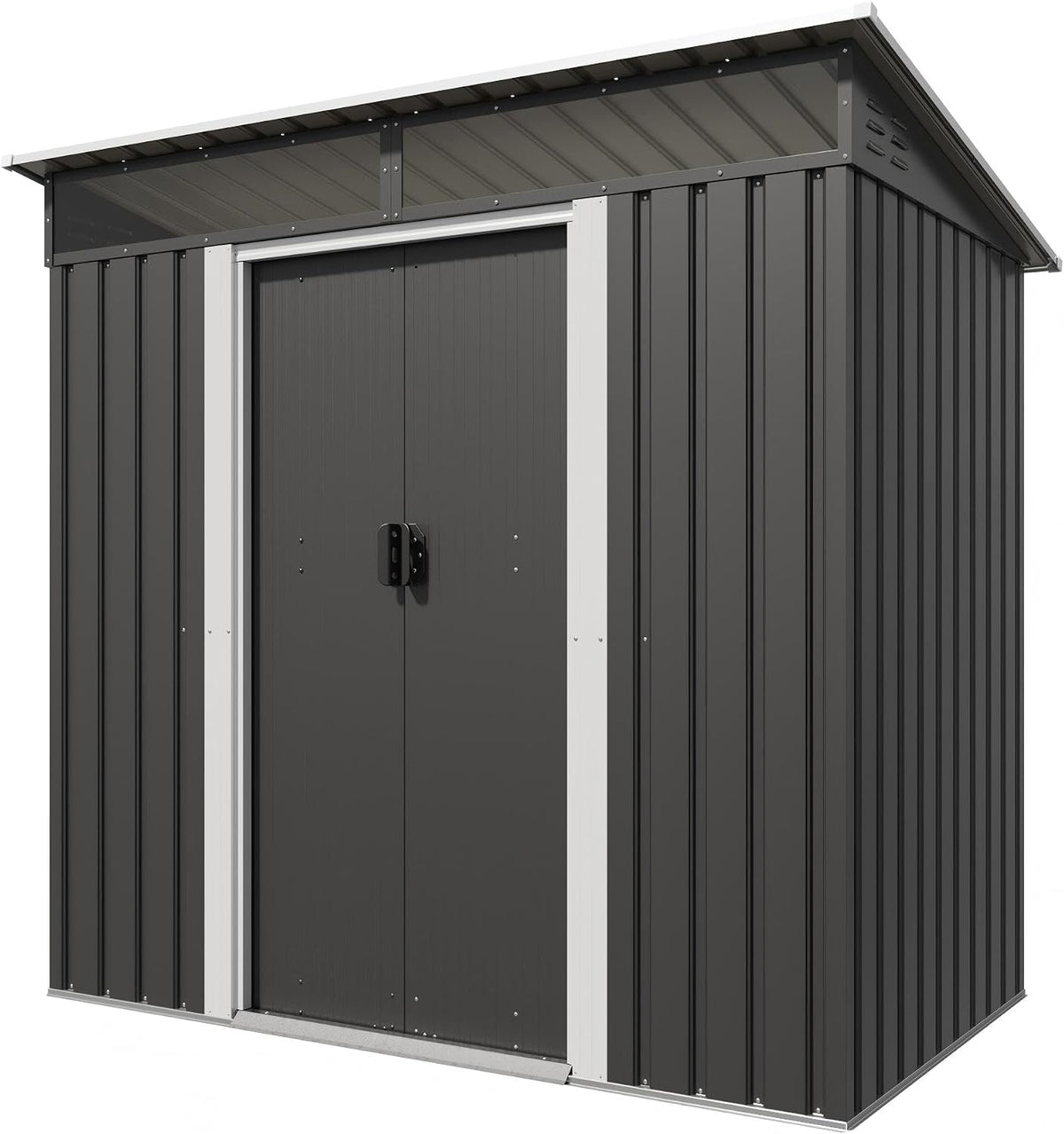 TRIUMPHKEY Gerätehaus, 183x109x182 cm, 3.6m, Anthrazit, Metall ³ mit Fundament, Gartenhaus mit Oberlichte, Pultdach