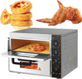 Gewerblicher Pizzaofen, 40 Cm, Silber, Doppelboden-Elektrobackofen, Edelstahl-KüChenofen Mit Timer/Temperaturregelung