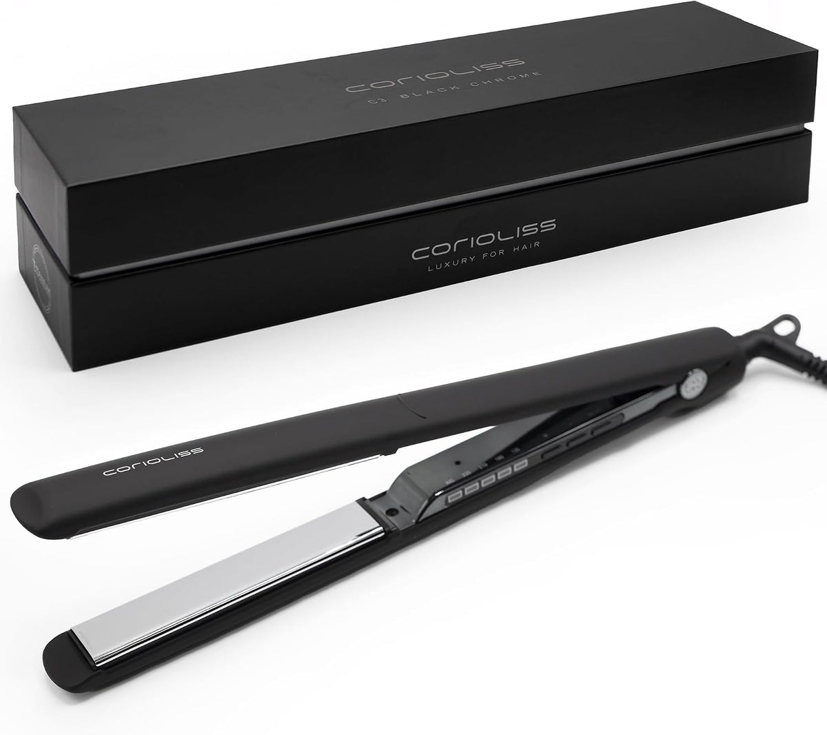 Corioliss Haarglätter, Schwarz, Glätteisen, Extra Lange Titanplatten Anti Frizz, Locken und Glätten