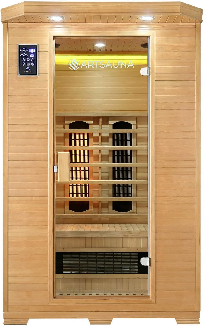 Artsauna Saunen, Schwarz, Infrarotkabine Oslo - Triplex-Heizsystem Infrarotsauna - 2, Digitale Steuerung - Hemlock-Holz