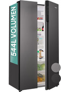 Heinrich´s Kühl-Gefrierkombination, 544 L, Silber, Side by Side Kühlschrank, Inverter Kompressor, Kühlgefrierkombination