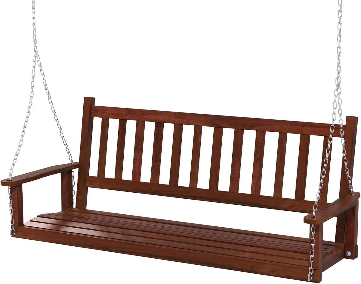 COSTWAY Verandaschaukeln, 168 x 65 x 63 cm, 360 kg, Pappelholz, Metall, Braun